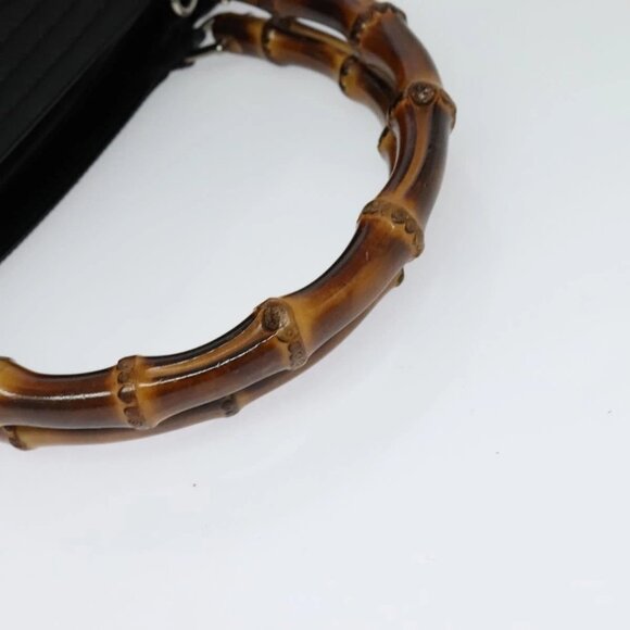 GUCCI Bamboo Hand Bag Canvas 2way Black Silver 002 2058 0439 5 Auth BA3352 - Picture 8 of 16